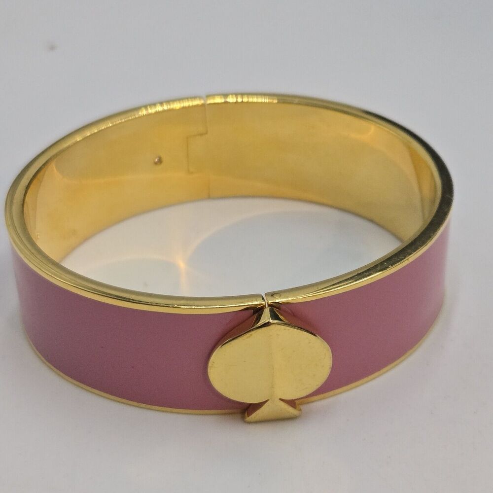KATE SPADE Bangle Heritage Spade Rocco Pink Enamel Cuff 7" Signed